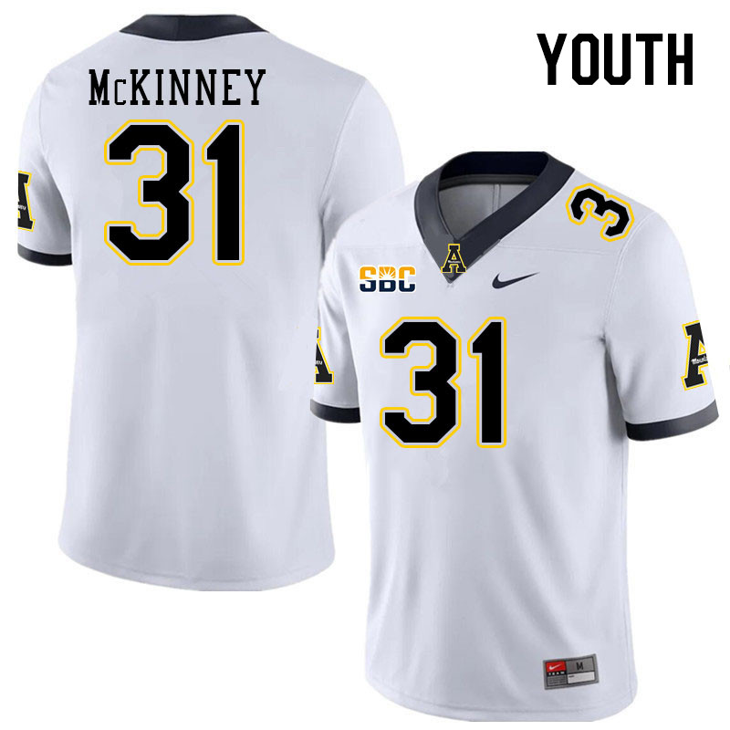 Youth #31 Dyvon McKinney Appalachian State Mountaineers College Football Jerseys Stitched Sale-White